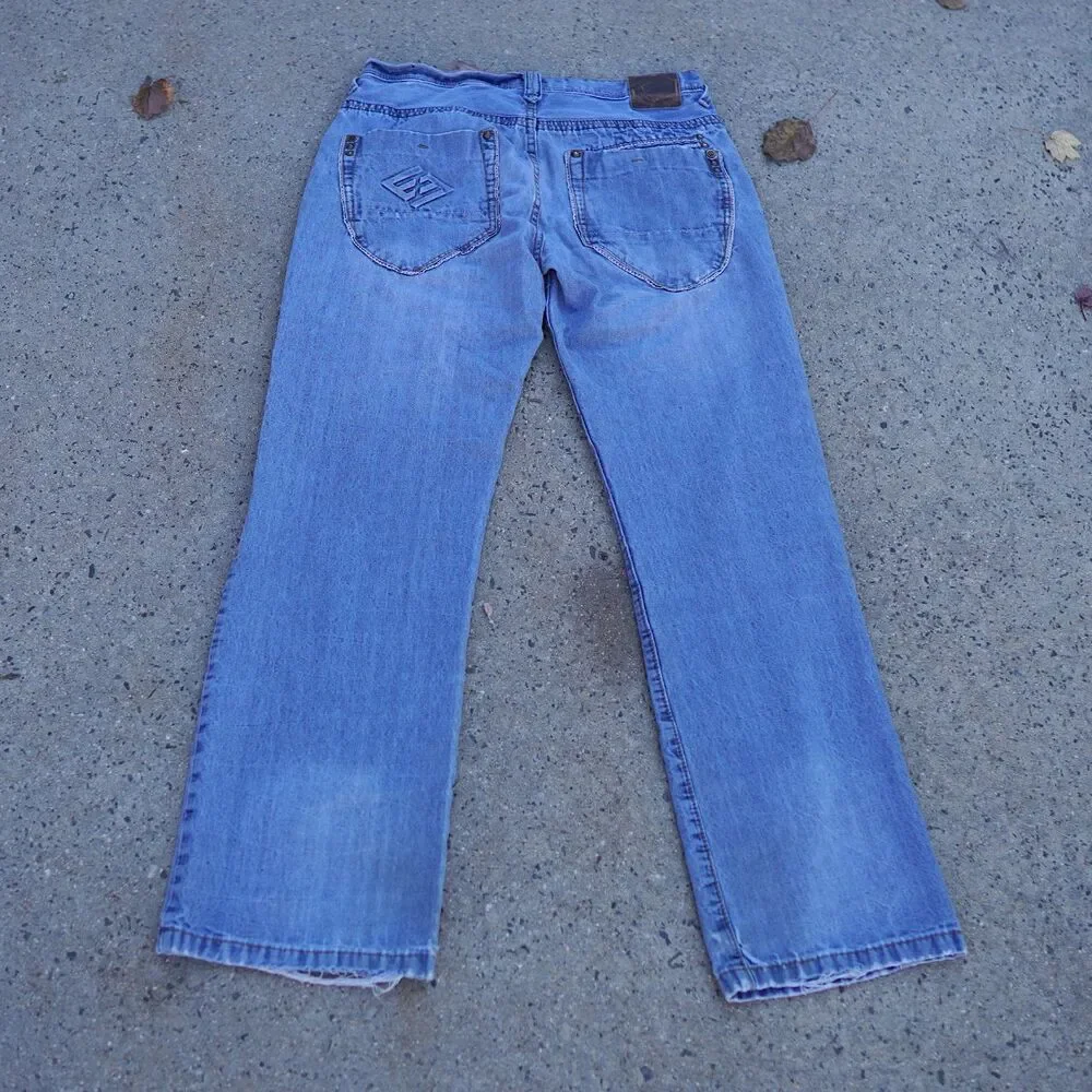 Vintage Enyce Jeans W34 Straight Leg Y2K Streetwear 100% Cotton Embroidered